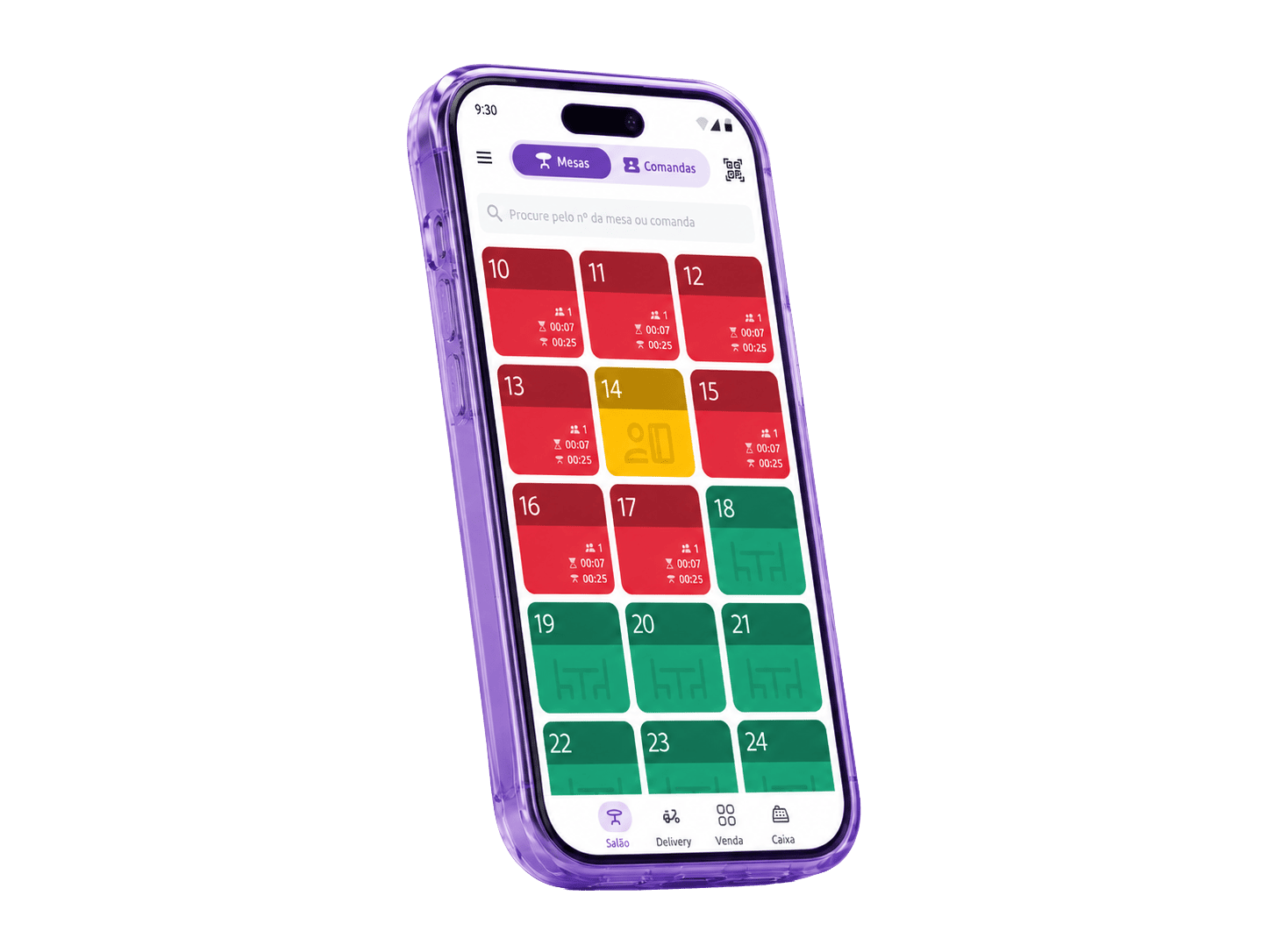 Celular com sistema de salão e comandas da Cooki